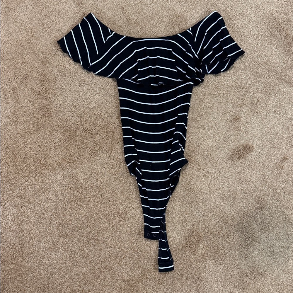 Express Black and White Striped Top